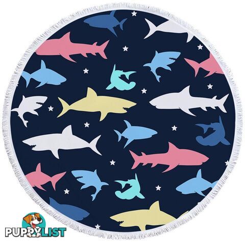 Multi Colored Sharks Beach Towel - Towel - 7427046304696