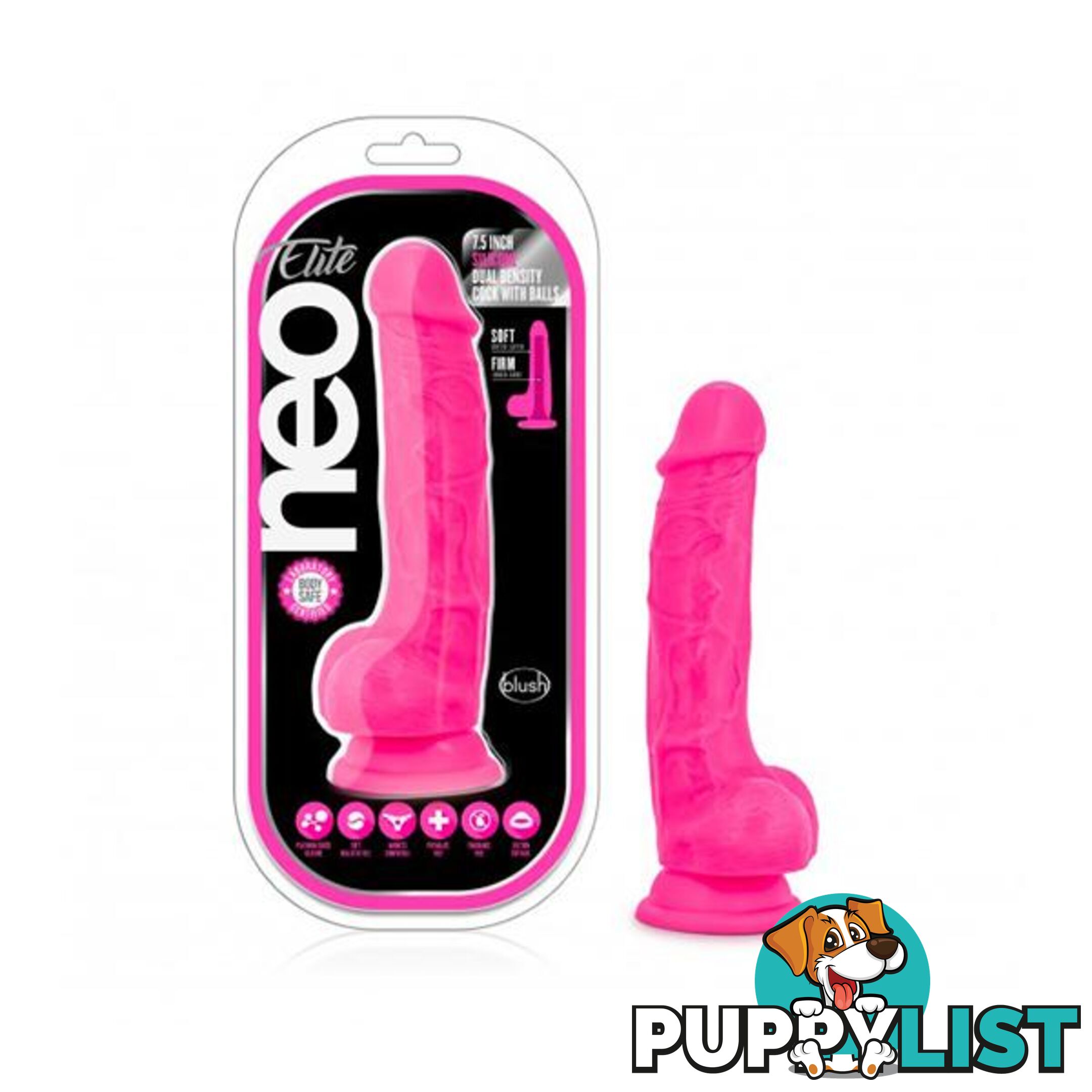 Neo Elite 7 Inch Silicone Dual Density Cock With Balls - Neo Elite - 819835022084