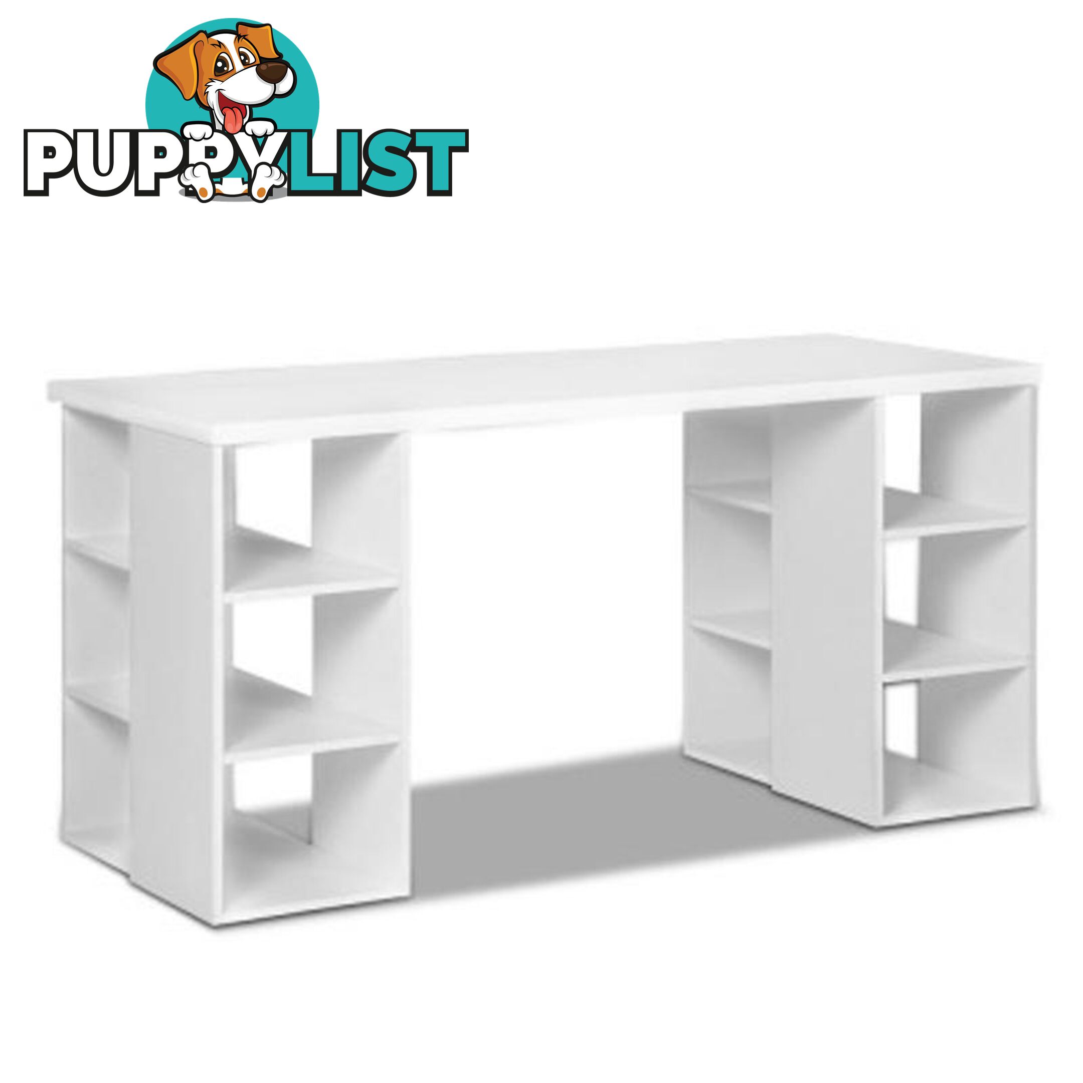 Computer Desk with 3 tier Storage Shelves - White - Artiss - 4344744409580