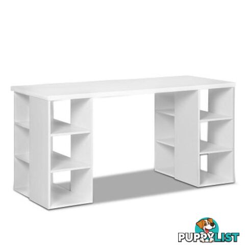 Computer Desk with 3 tier Storage Shelves - White - Artiss - 4344744409580