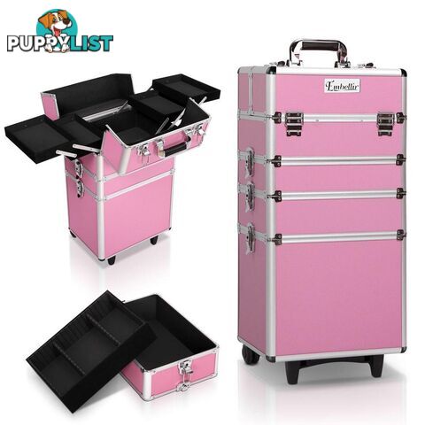 7 in 1 Portable Beauty Make up Cosmetic Trolley Case Pink - Embellir - 7427005868825