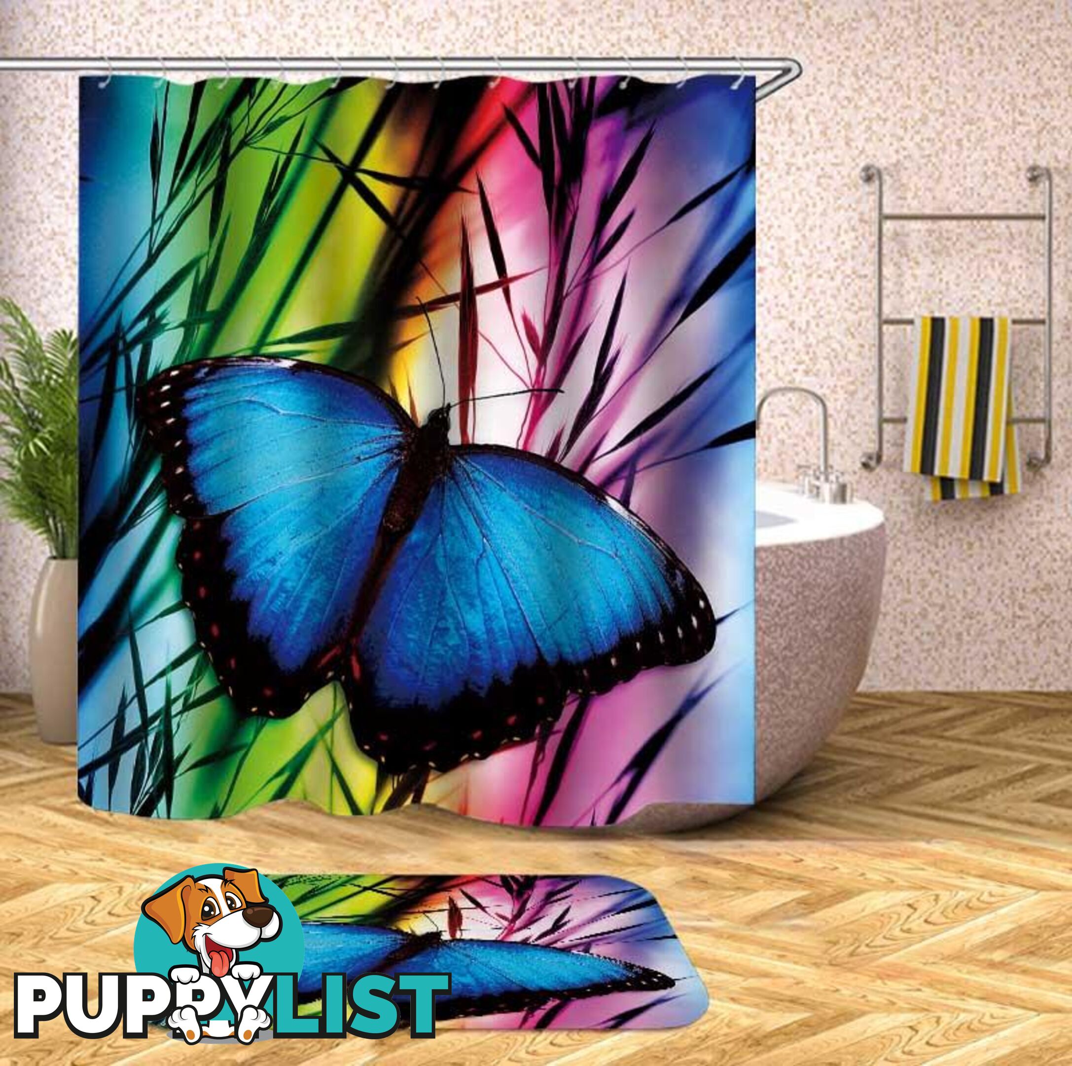 Butterfly Over The Rainbow Shower Curtain - Curtain - 7427046095747