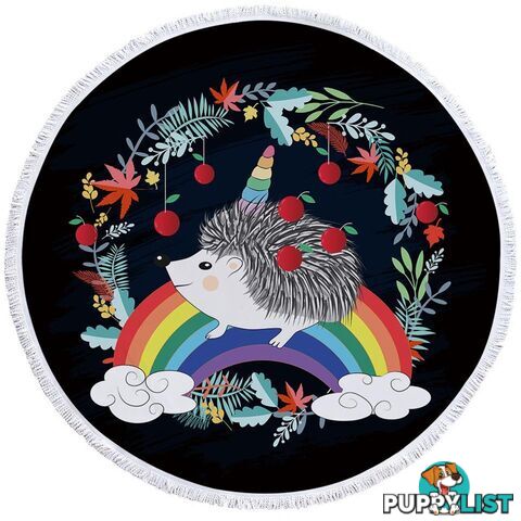 Rainbow Hedgehog Beach Towel - Towel - 7427046305198