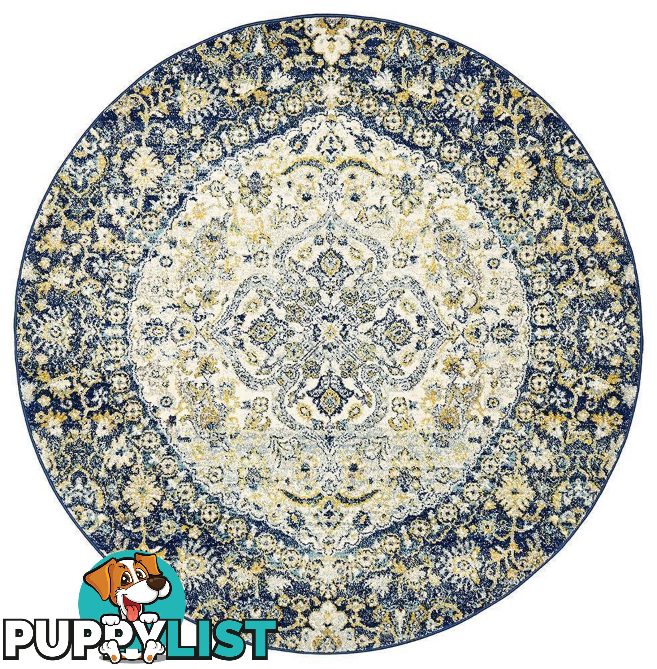 Museum Ruthy Navy Round Rug - Unbranded - 9375321850018