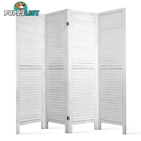 Timber 4 Panel Room Divider - White - Artiss - 9350062163399