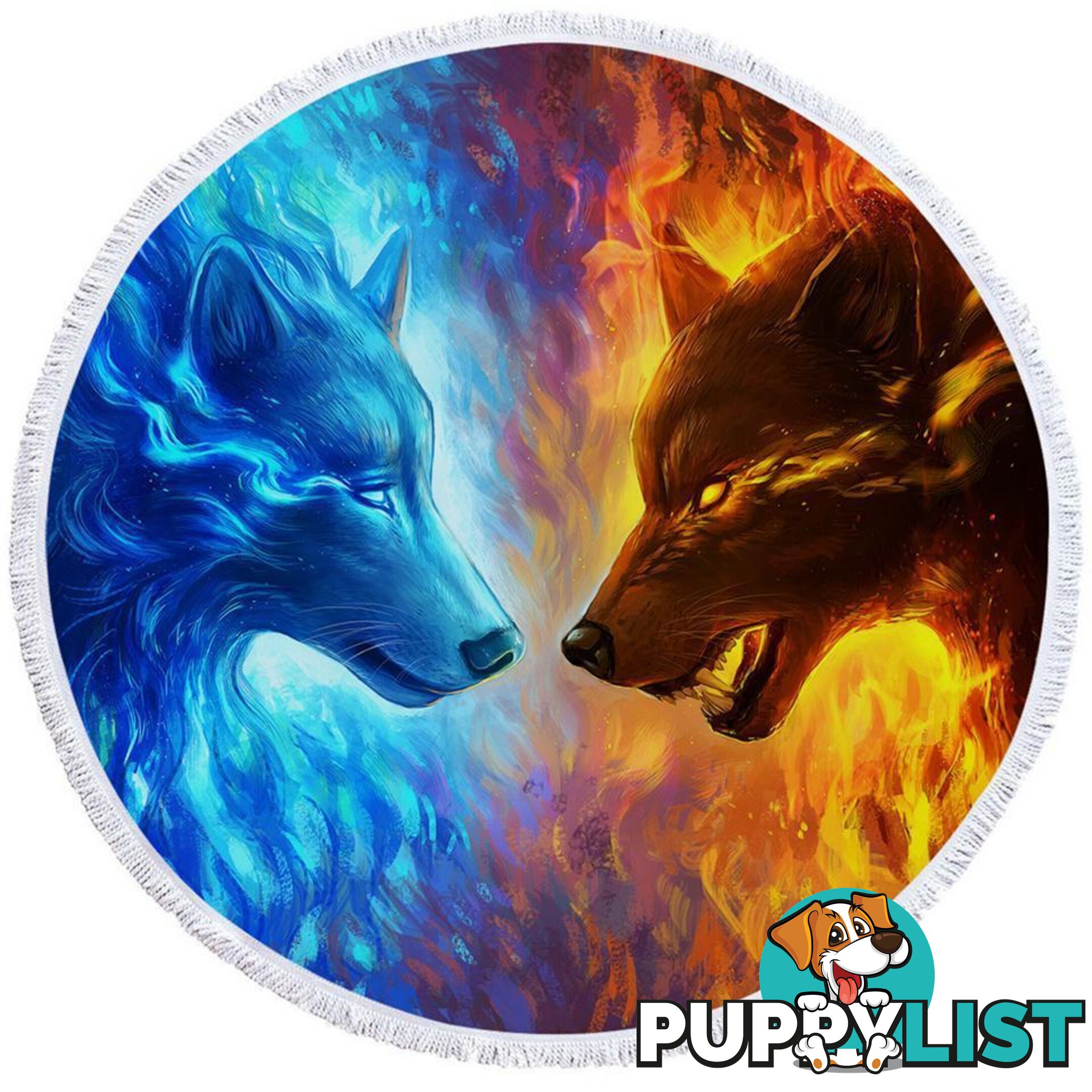 Water vs Fire Wolfs Beach Towel - Towel - 7427046329828