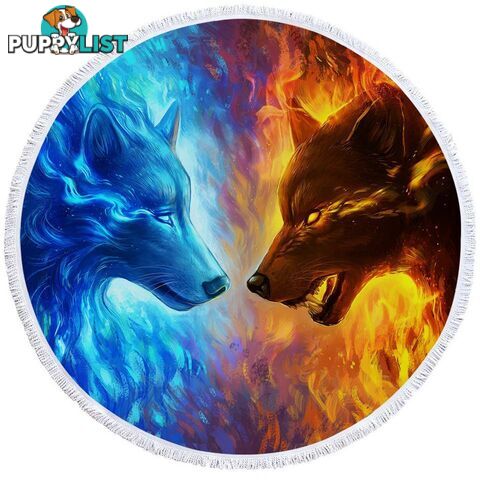 Water vs Fire Wolfs Beach Towel - Towel - 7427046329828