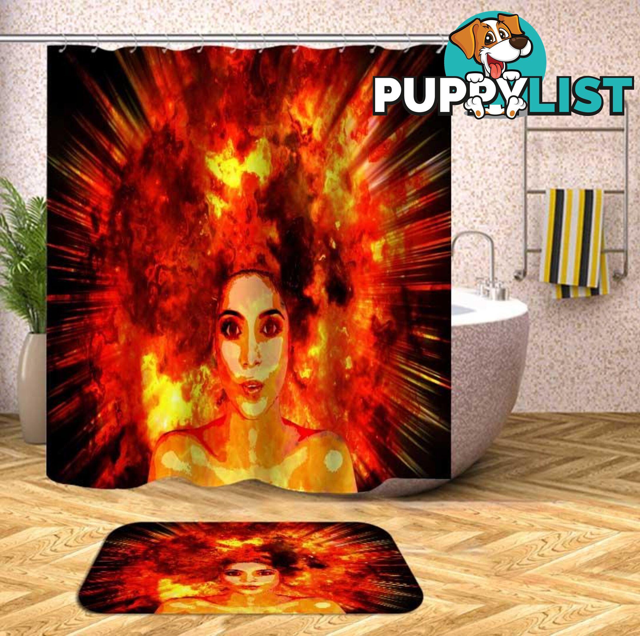 Real Explosion Hair Beautiful Girl Shower Curtain - Curtain - 7427046132312