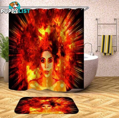 Real Explosion Hair Beautiful Girl Shower Curtain - Curtain - 7427046132312