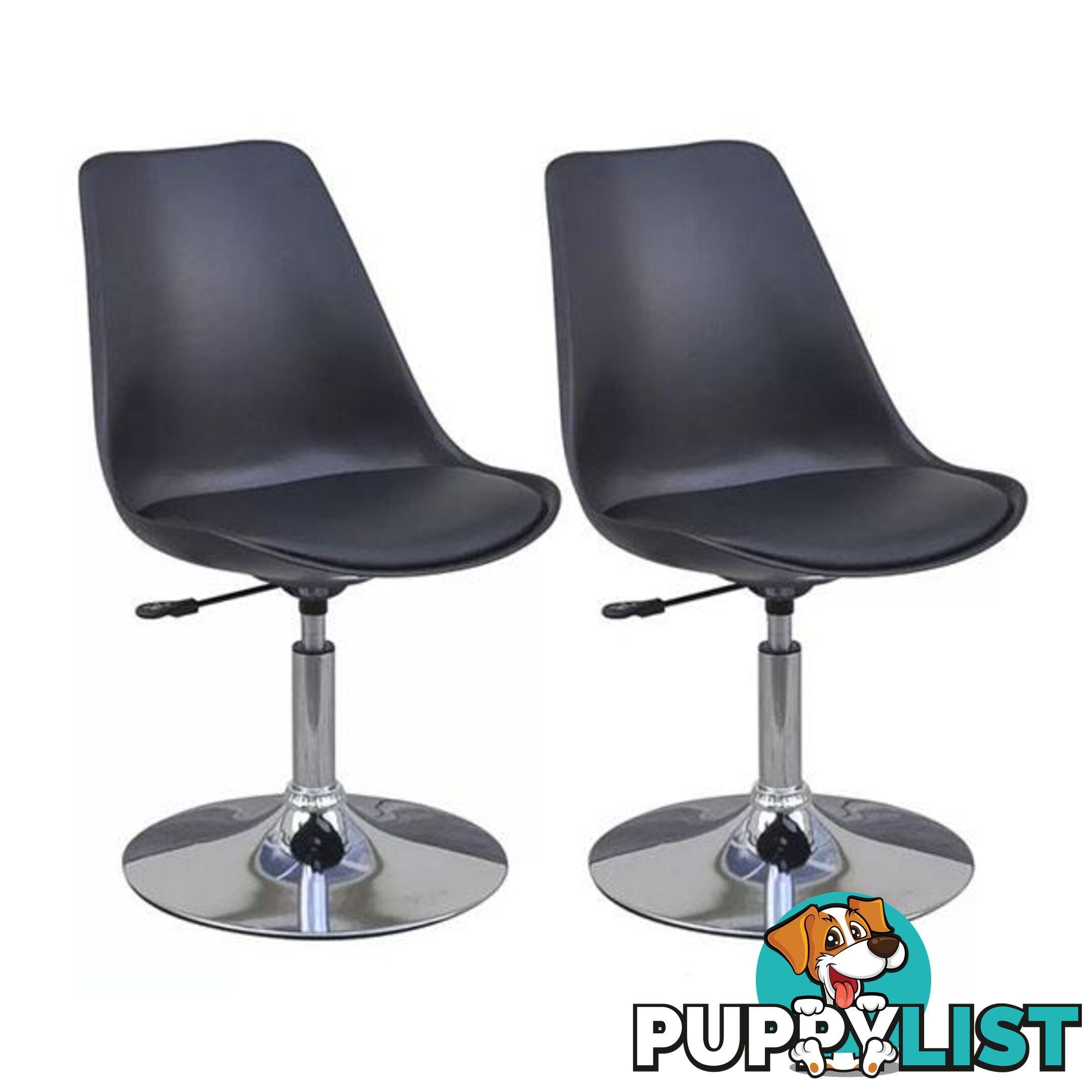 Swivel Dining Chairs Black Faux Leather - Unbranded - 8718475947851