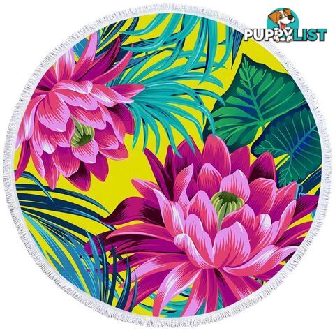 Colorful Tropical Flowers Beach Towel - Towel - 7427046310574