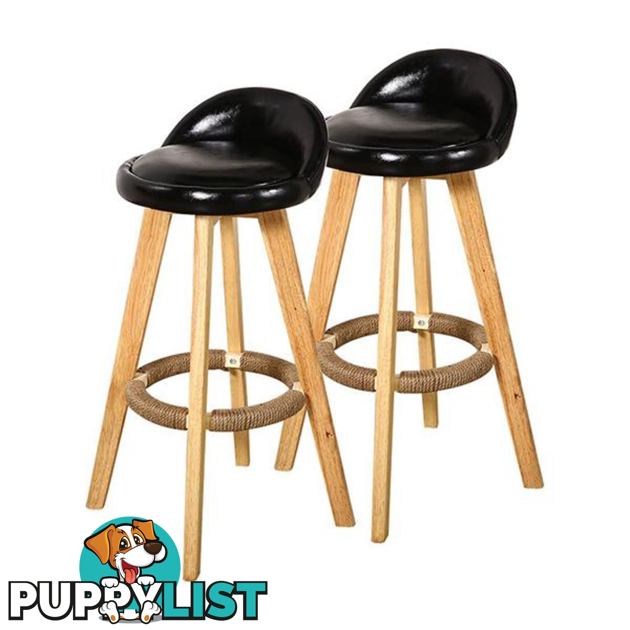 4X Levede Leather Swivel Bar Stool Kitchen Stool Dining Chair Black - Levede - 7427005886409