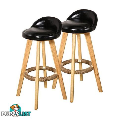 4X Levede Leather Swivel Bar Stool Kitchen Stool Dining Chair Black - Levede - 7427005886409