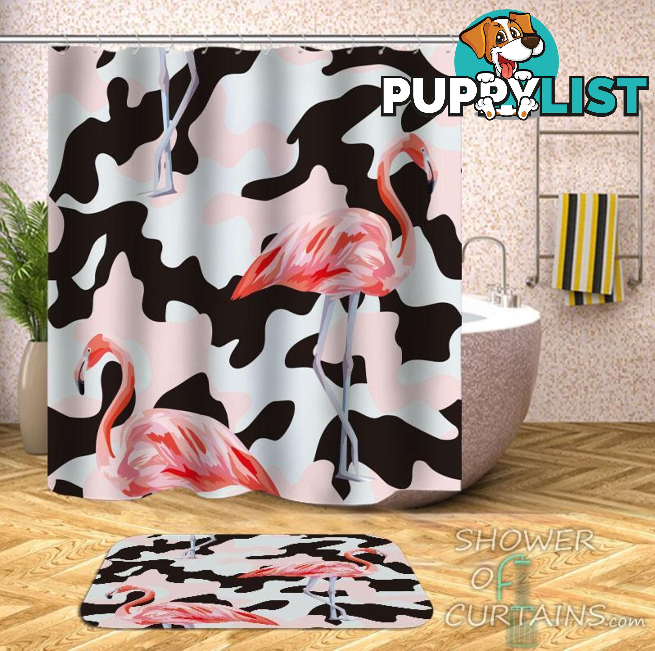 Camouflaged Flamingos Shower Curtain - Curtain - 7427046236829