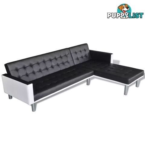 L-shaped Sofa Bed Faux Leather Black - Unbranded - 9476062042776