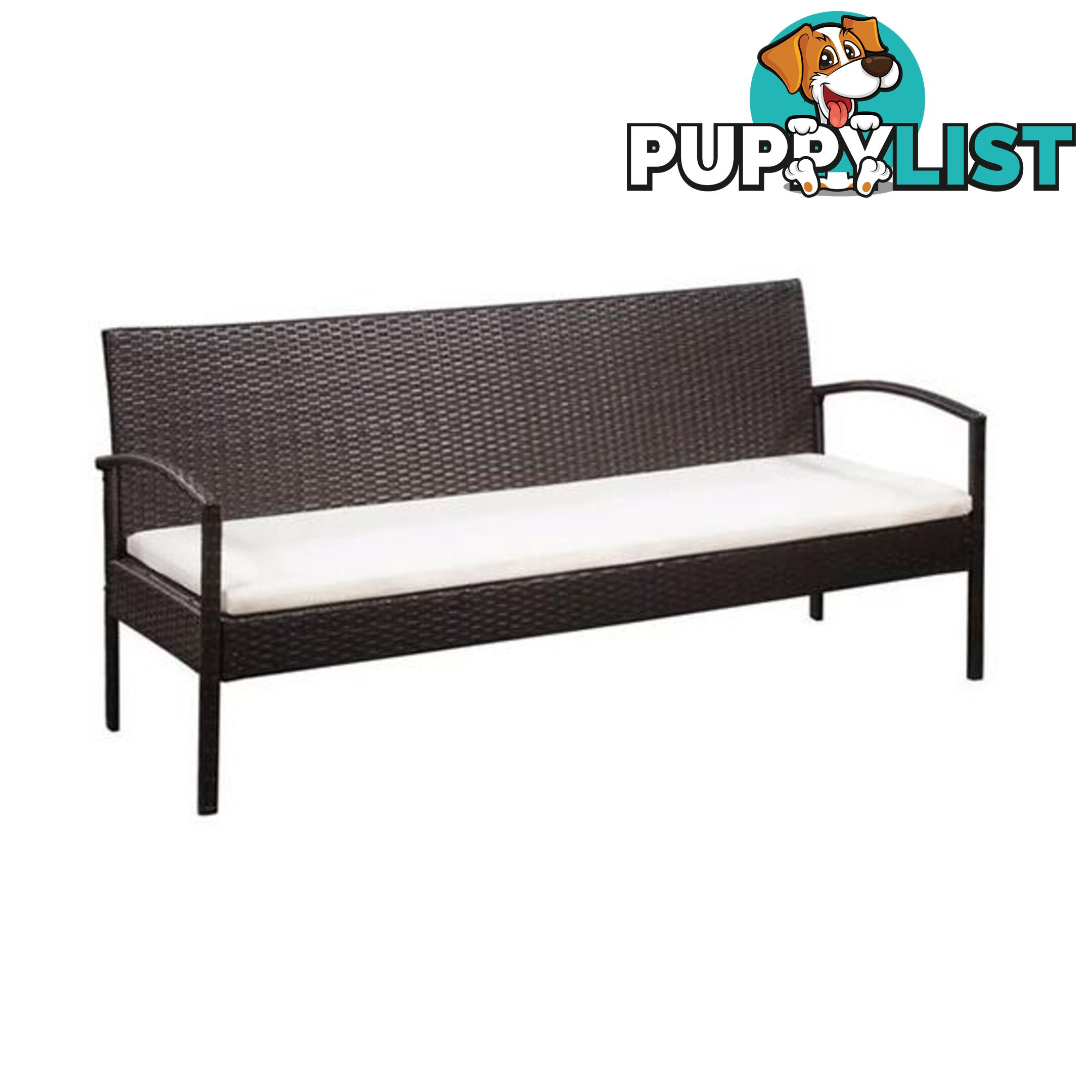 3 Seater Garden Sofa With Cushions Water Resistant Pe Rattan - Unbranded - 8718475612612