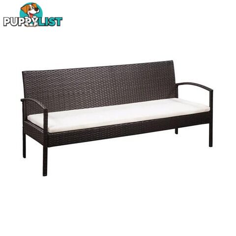 3 Seater Garden Sofa With Cushions Water Resistant Pe Rattan - Unbranded - 8718475612612