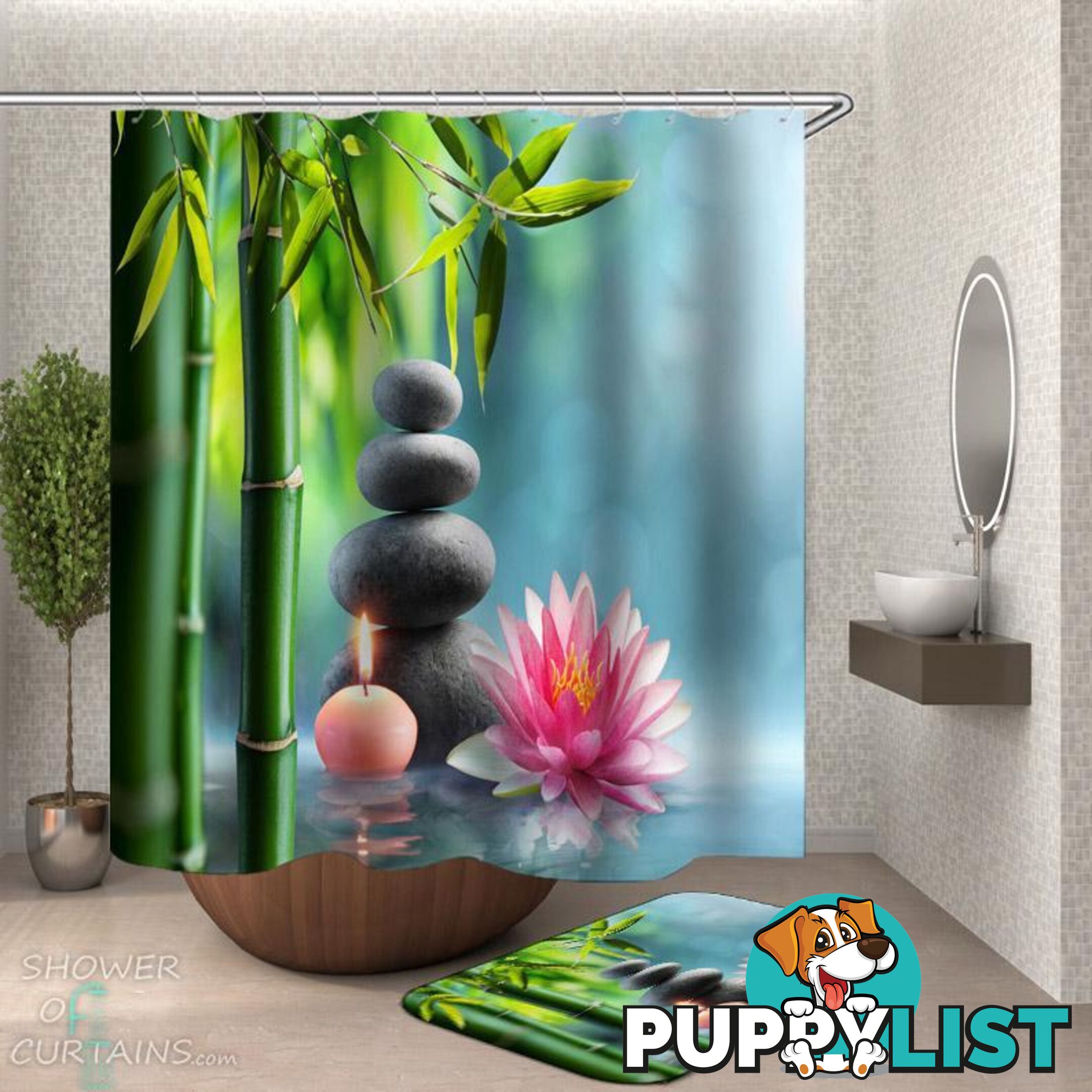 Waterlily Spa Shower Curtain - Curtain - 7427046295604