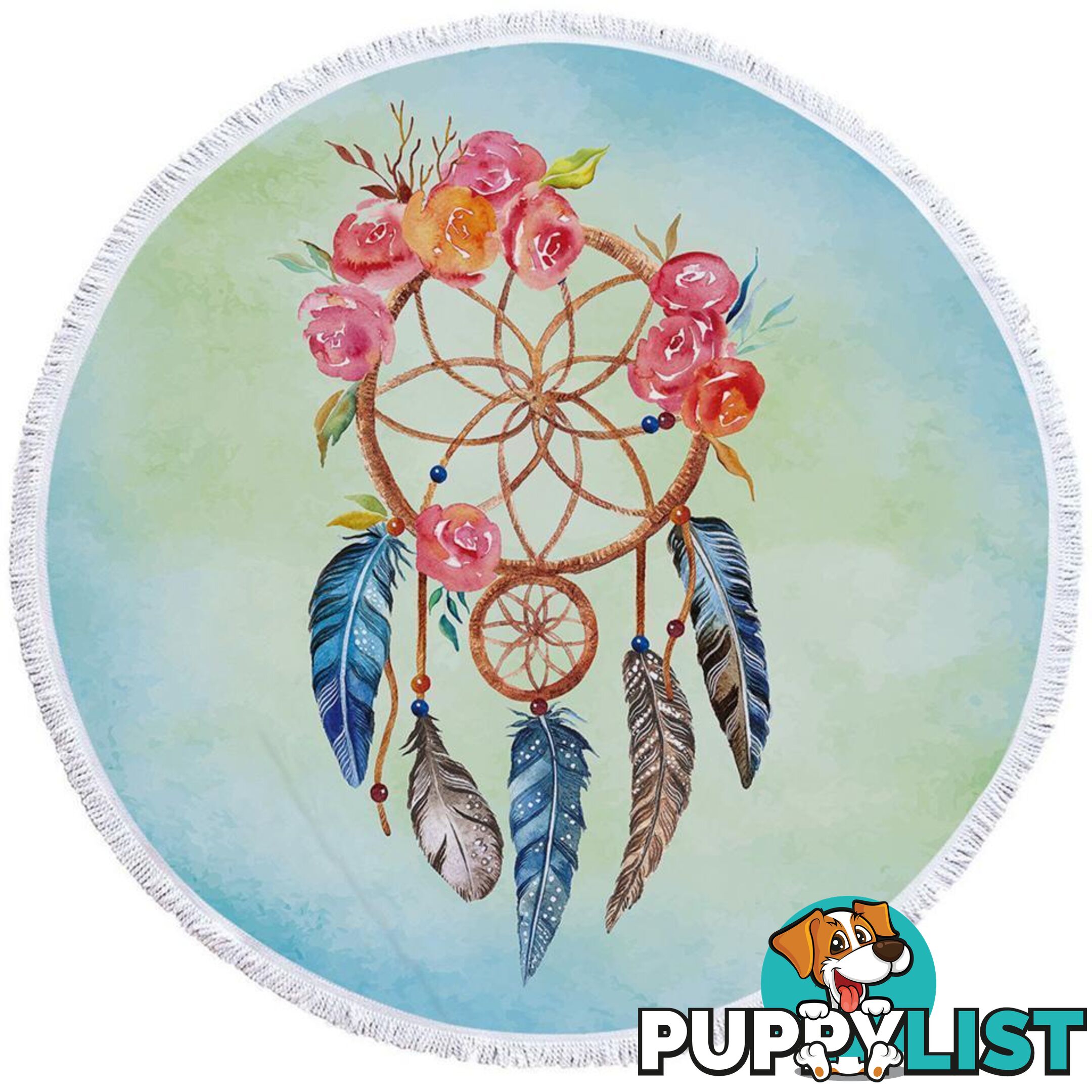 Dream Catcher and Flowers Beach Towel - Towel - 7427046327909