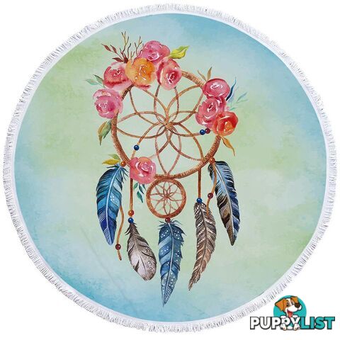 Dream Catcher and Flowers Beach Towel - Towel - 7427046327909