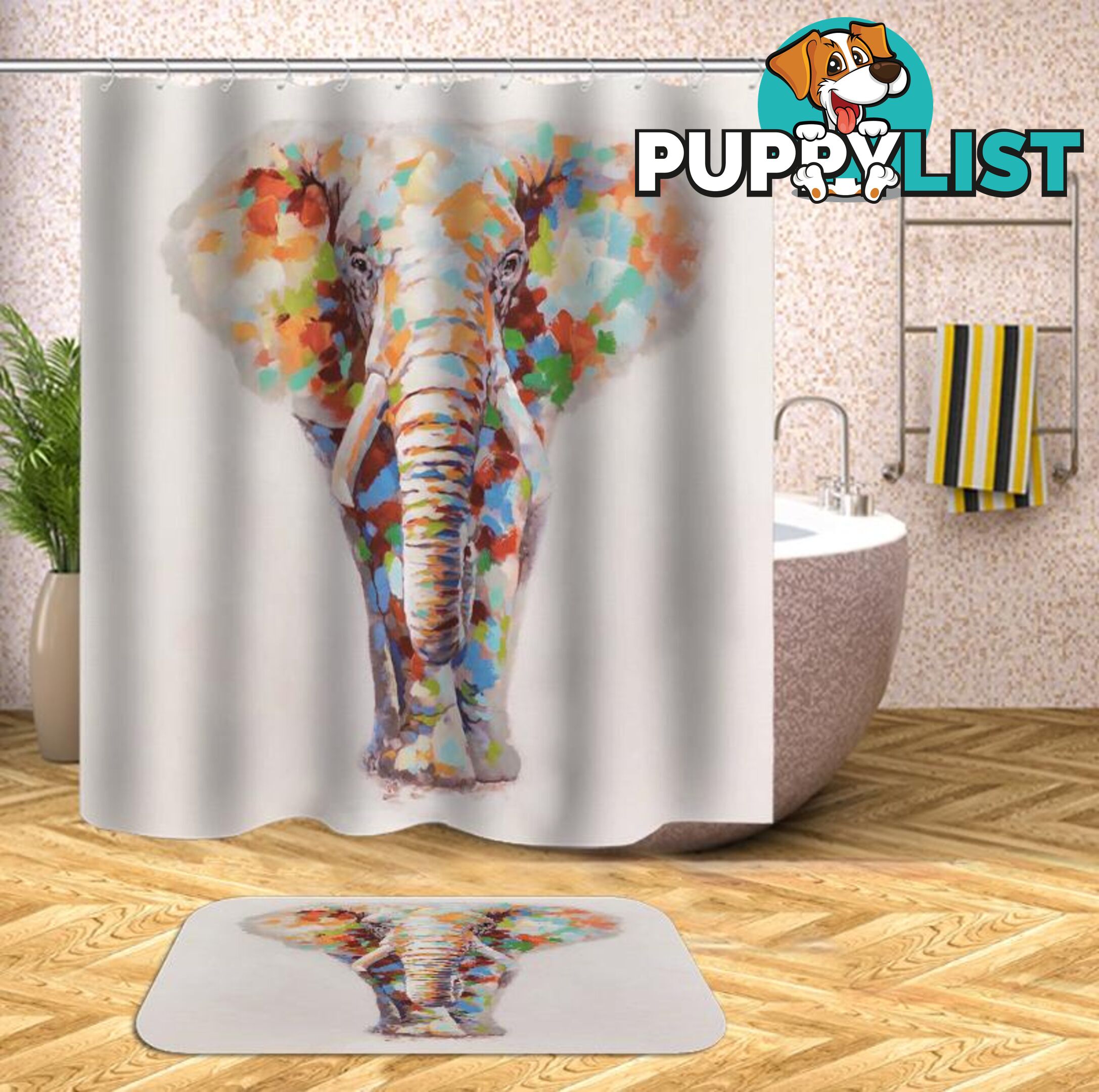 Colorful Spots Elephant Shower Curtain - Curtain - 7427045957022