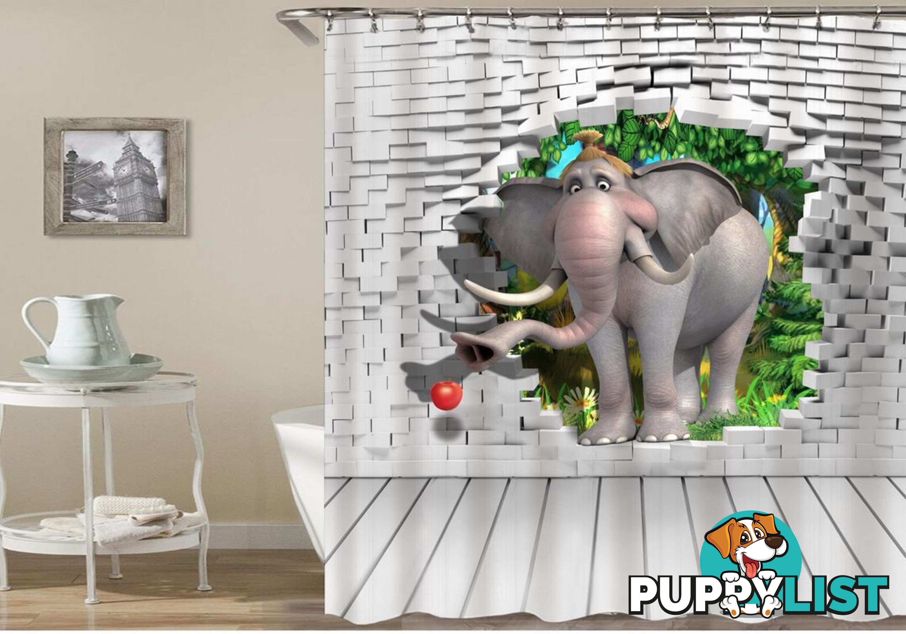 Cartoon Elephant Character Shower Curtain - Curtain - 7427046032698