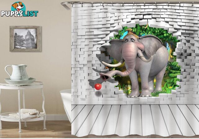 Cartoon Elephant Character Shower Curtain - Curtain - 7427046032698