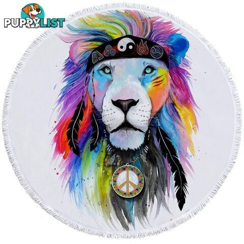 Hippie Lion Beach Towel - Towel - 7427046329774