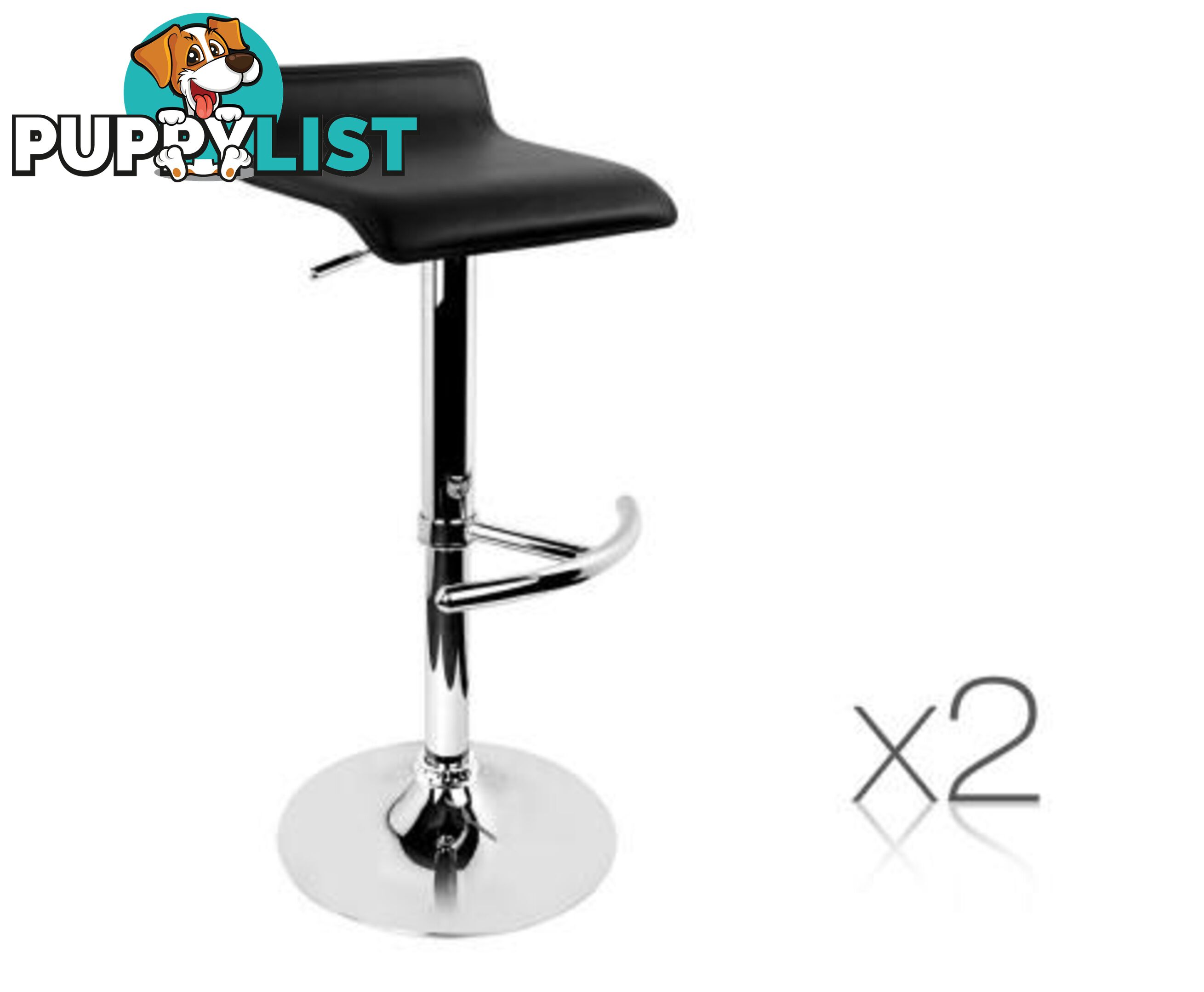 Set of 2 PU Leather Kitchen Bar Stool Black - Artiss - 4344744397603