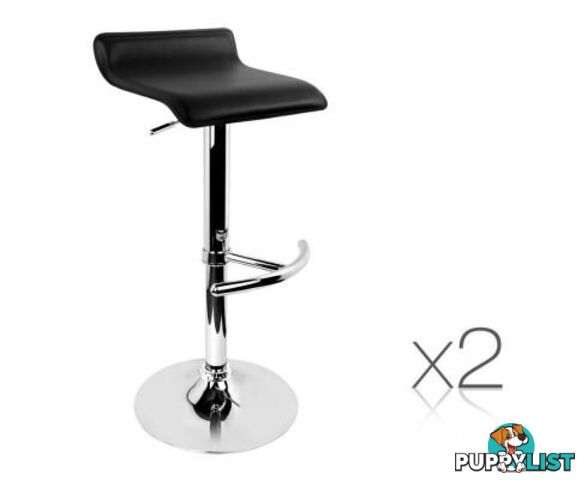 Set of 2 PU Leather Kitchen Bar Stool Black - Artiss - 4344744397603