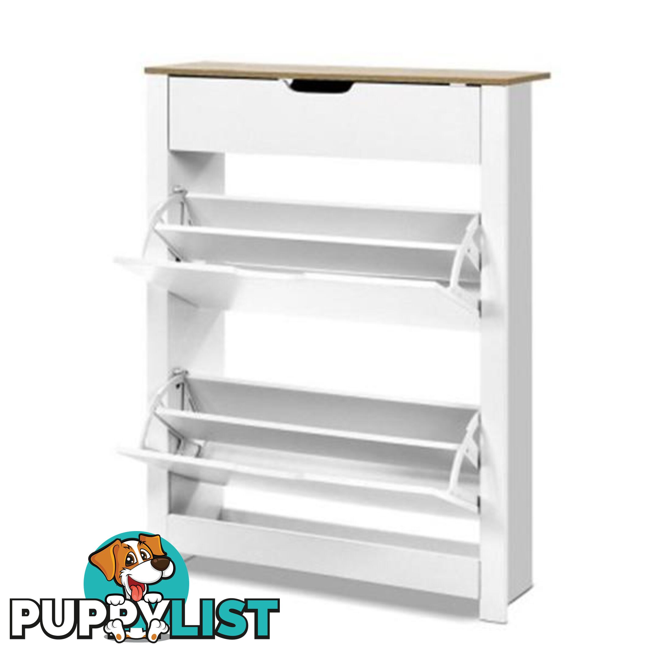 Shoe Cabinet Rack Storage Organizer Shelf Drawer 16 Pairs White - Artiss - 7427046183291