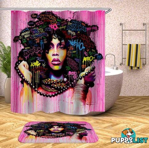 Pinkish Afro Woman Shower Curtain - Curtain - 7427046143578