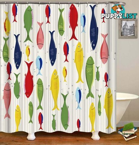 Multi Colored Fish Shower Curtain - Curtain - 7427046134170