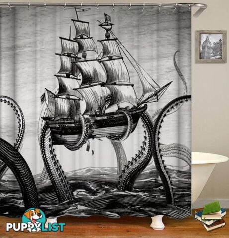 Kraken Is Cracking The Ship Shower Curtain - Curtain - 7427046007092