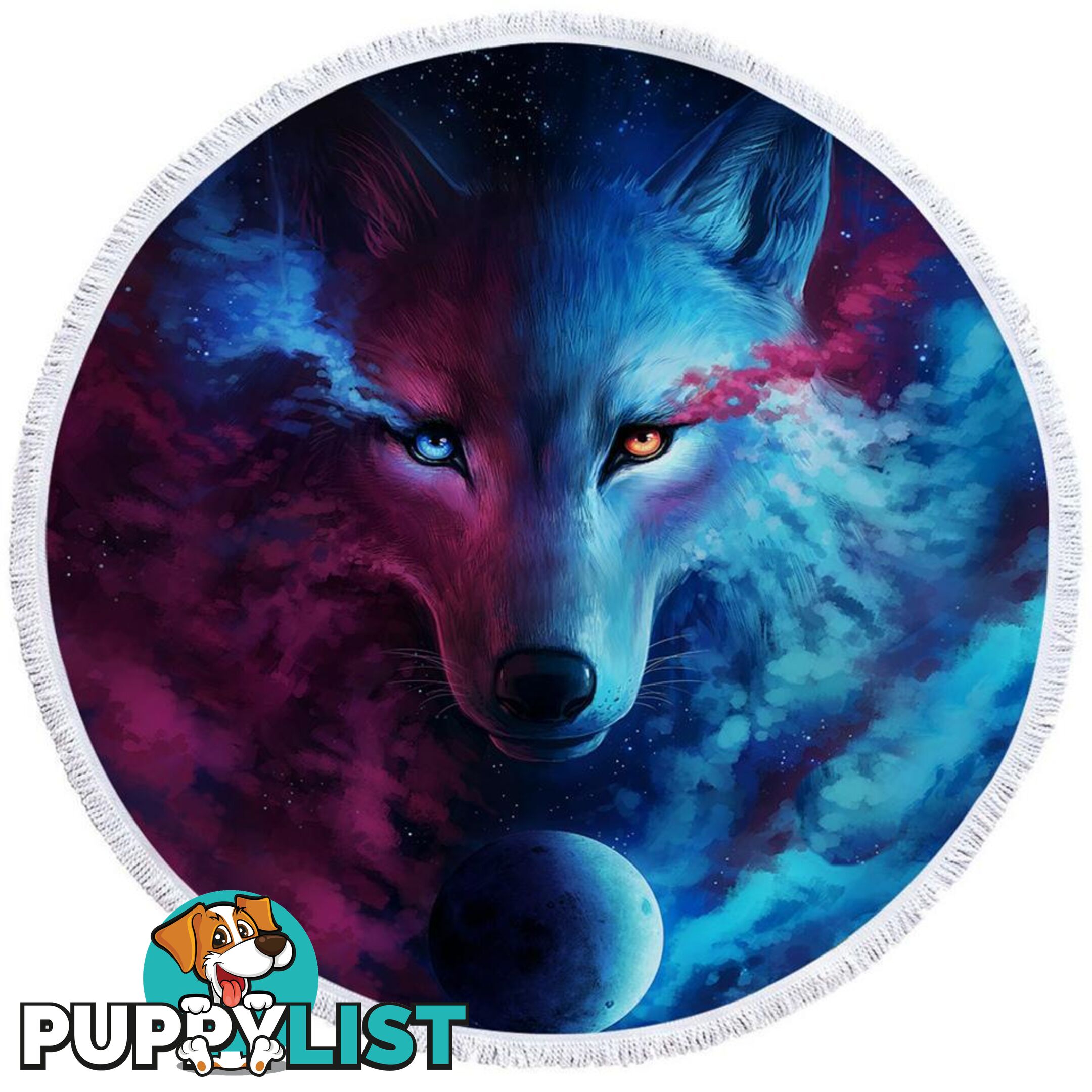 Space Colors Wolf Art Beach Towel - Towel - 7427046312608