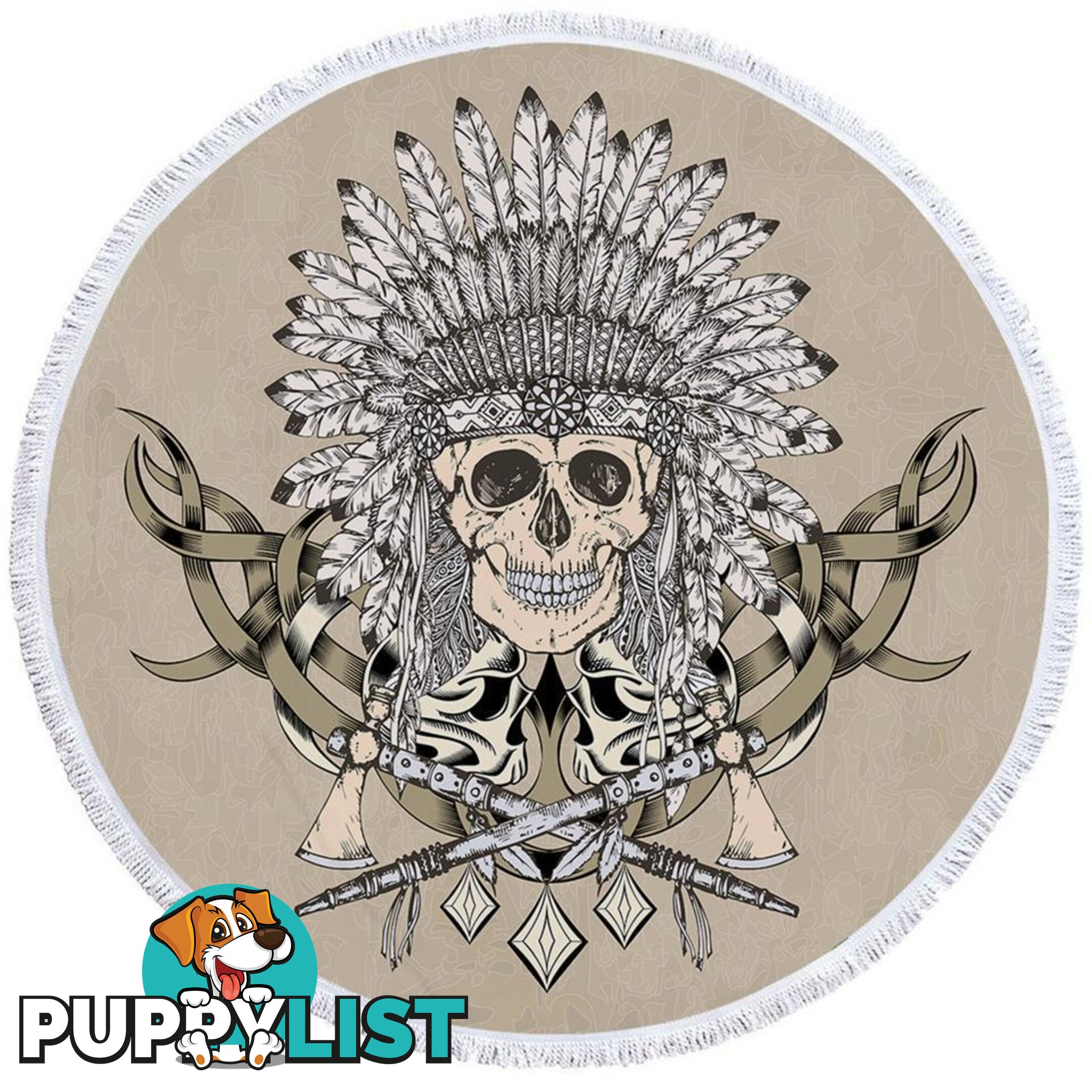 Native American Chief Skull Beach Towel - Towel - 7427046313100