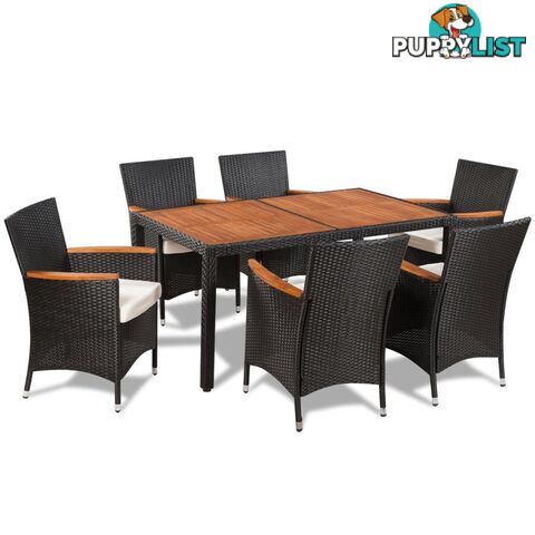 Outdoor Rattan Acacia Table Top Dining Set (7 Pcs) - Unbranded - 4326500418791