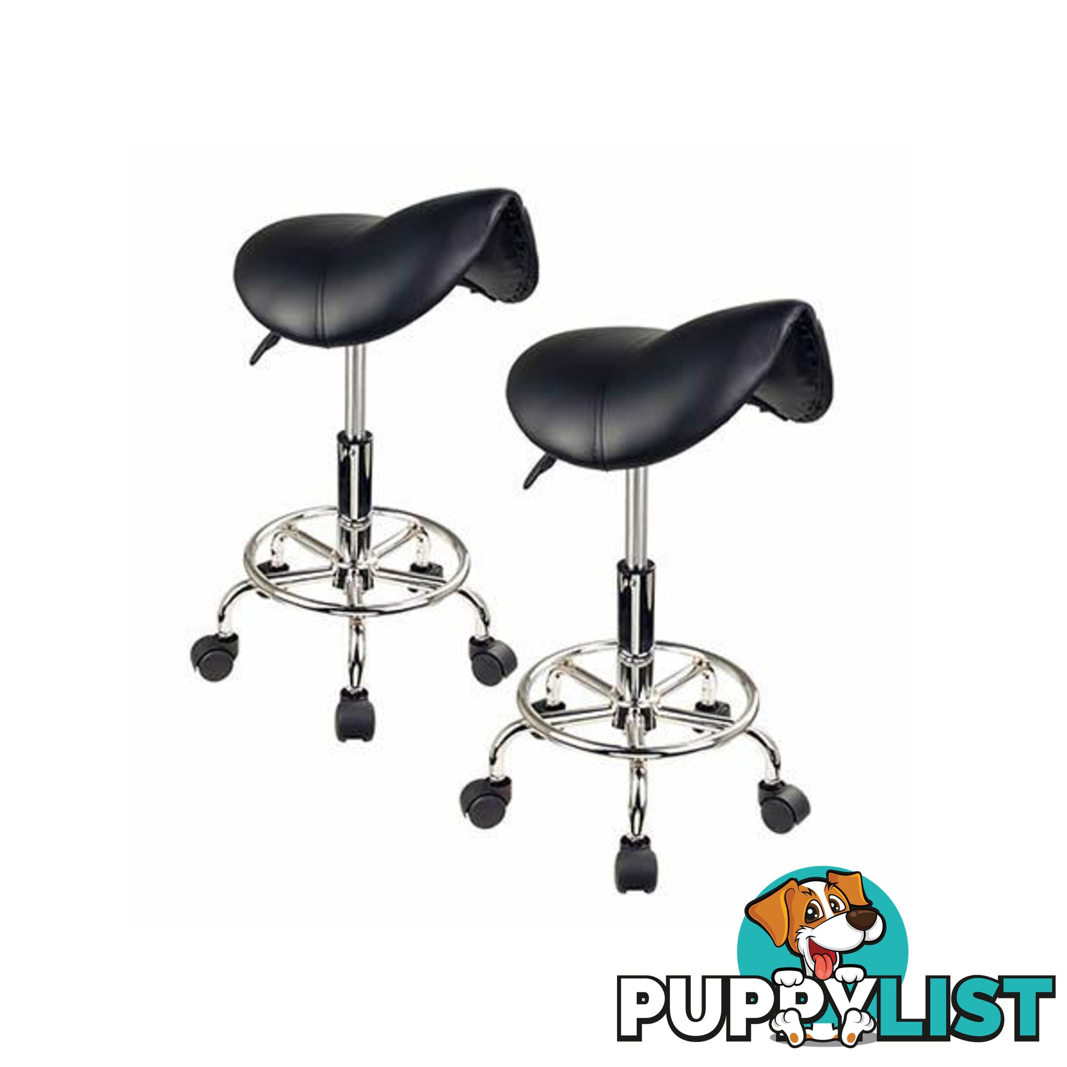 2 Pcs Black Saddle Salon Stool - Salon Stool - 7427046225830