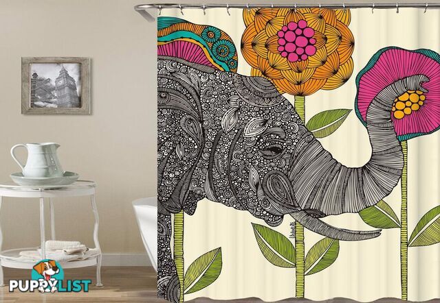 Oriental Elephant And Flowers Drawing Shower Curtain - Curtain - 7427046031042
