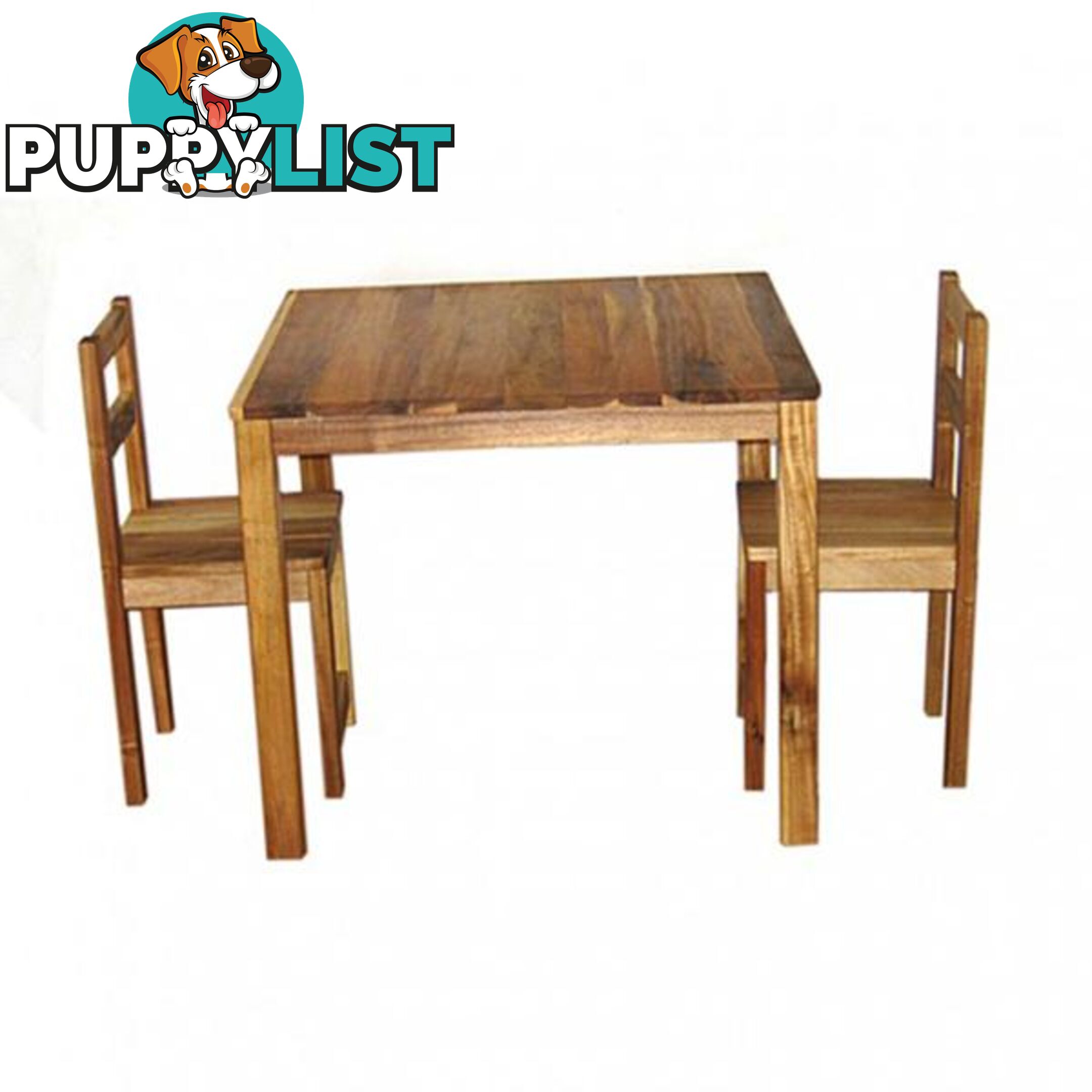 Hardwood Table with 2 Standard Chairs - Qtoys - 8936074213249