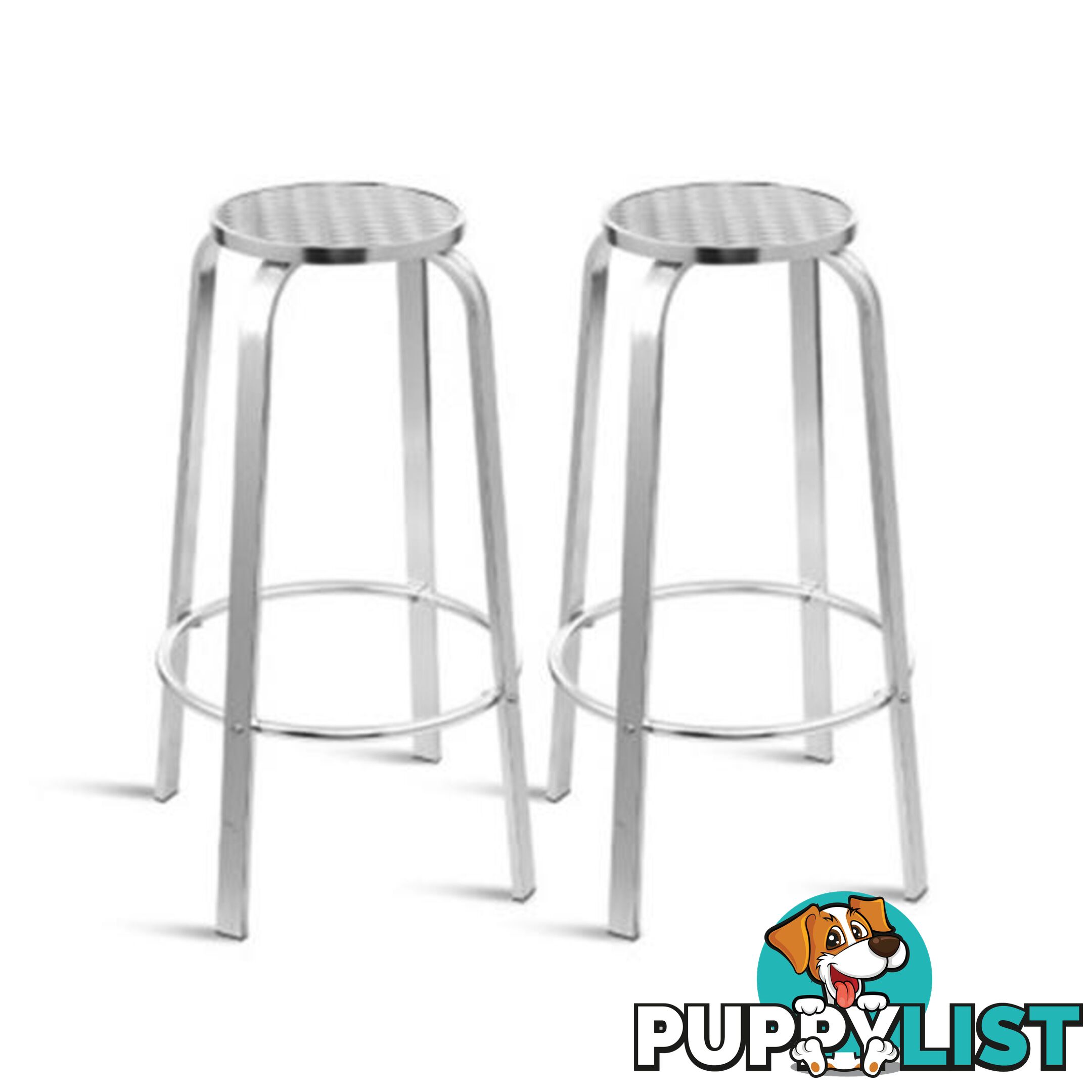 2X Outdoor Bar Stools Patio Furniture Indoor Bistro Kitchen Aluminum - Gardeon - 9355720054736