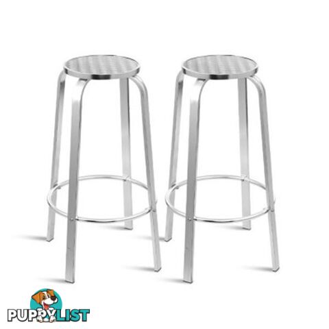 2X Outdoor Bar Stools Patio Furniture Indoor Bistro Kitchen Aluminum - Gardeon - 9355720054736