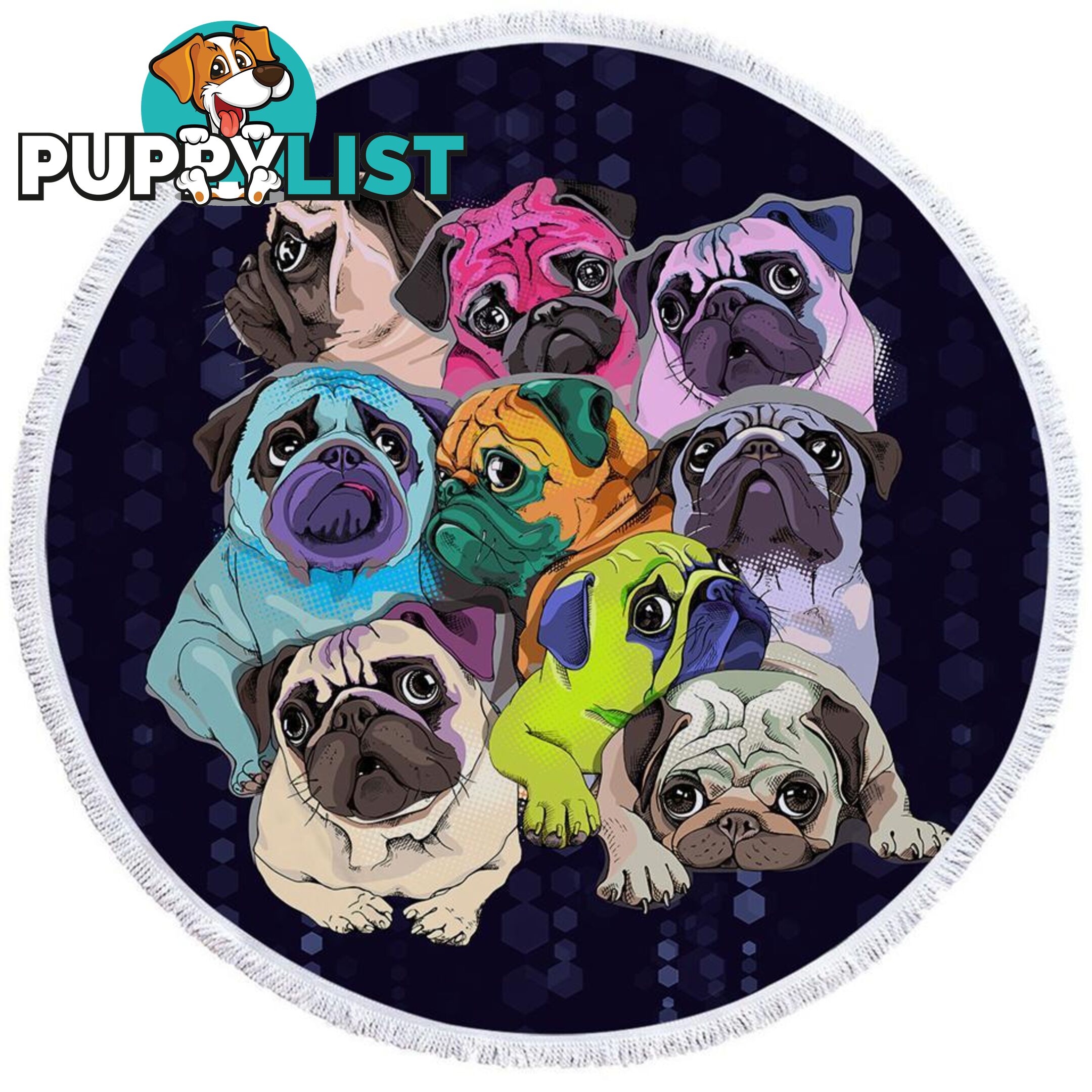 Adorable Pugs Beach Towel - Towel - 7427046310062