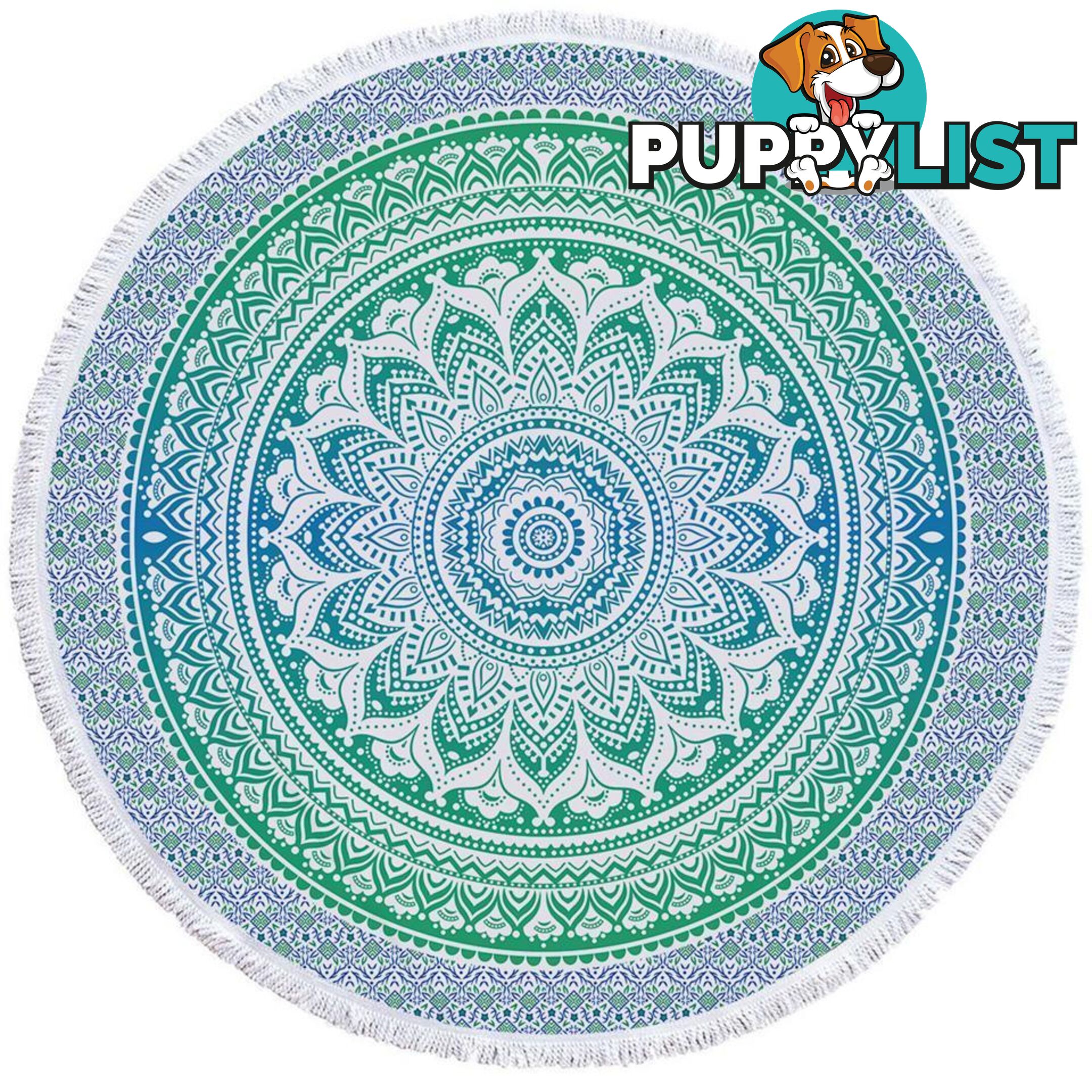 Green and Blue Hues Mandala Beach Towel - Towel - 7427046328302