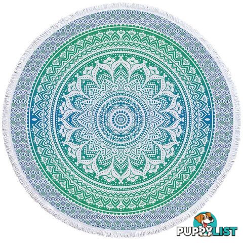 Green and Blue Hues Mandala Beach Towel - Towel - 7427046328302