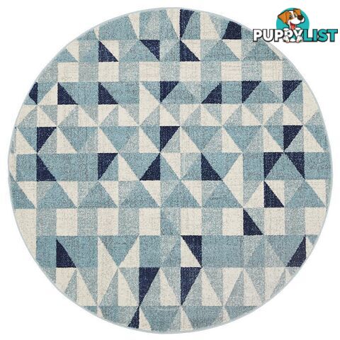 Mirage Round Illusion Blue Ivory Rug - Unbranded - 9375321837675