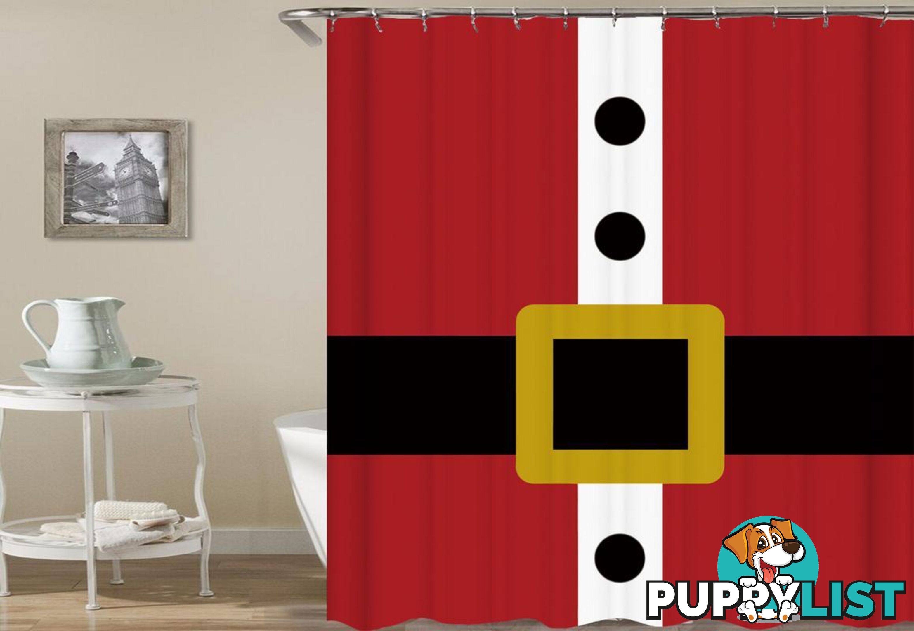 Santa Claus Belt Shower Curtain - Curtain - 7427045992429