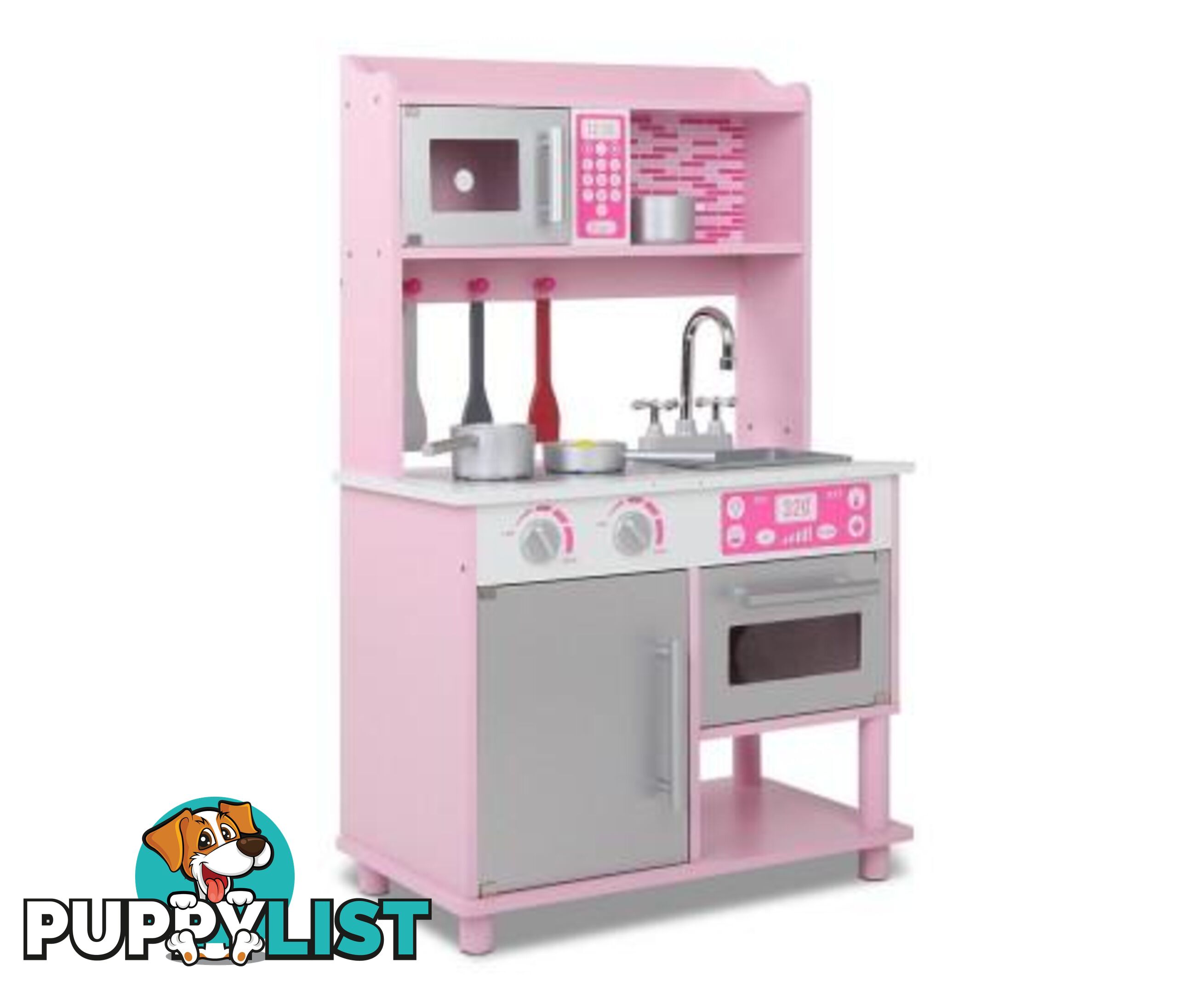 Kids Wooden Kitchen Playset Pink - Keezi - 9350062114216