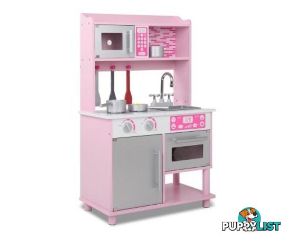 Kids Wooden Kitchen Playset Pink - Keezi - 9350062114216