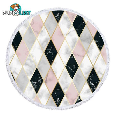 Pinkish and Black Geometric Shape Marble Beach Towel - Towel - 7427046341257